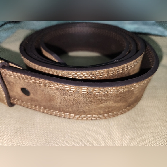 Carhartt Leather Brown Suede Men Mens Silver Buckle Belt Sz 50 - Picture 3 of 4